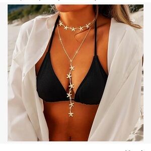 Starfish Layered Choker Necklaces Boho Y Pendant Necklace Chain